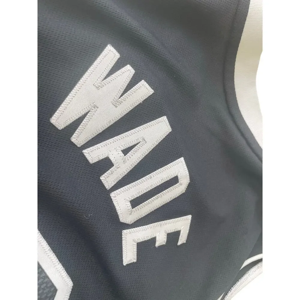 ADIDAS NBA MIAMI HEAT JERSEY DWYANE WADE SPECIAL EDITION BLACK OUT STITCHED SZ L